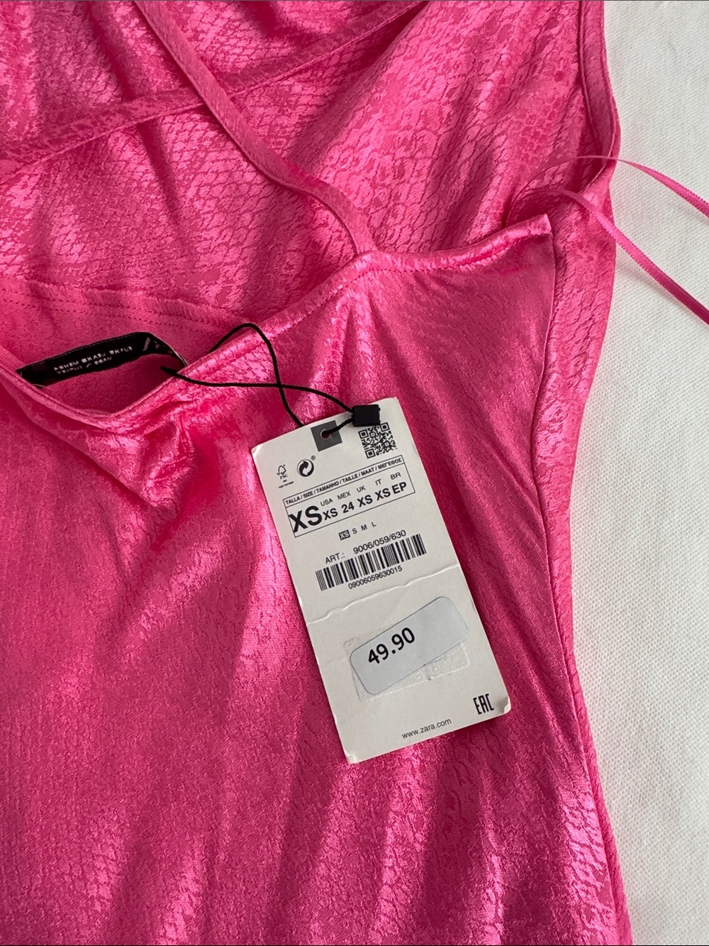 Zara hot pink Jacquard satin mini slip dress NWT! 💕 - Picture 9 of 9